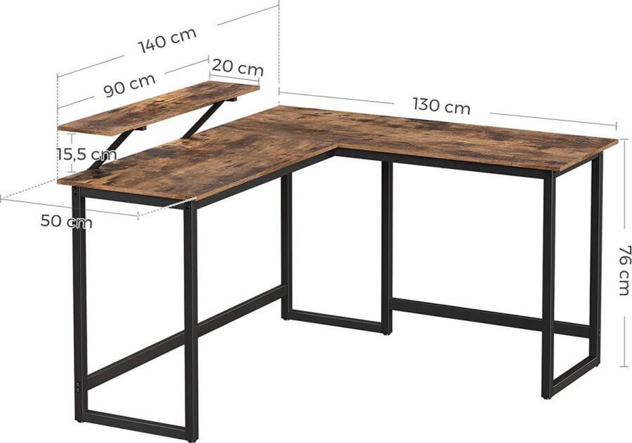 Vasagle Bureau 140 cm Zwart