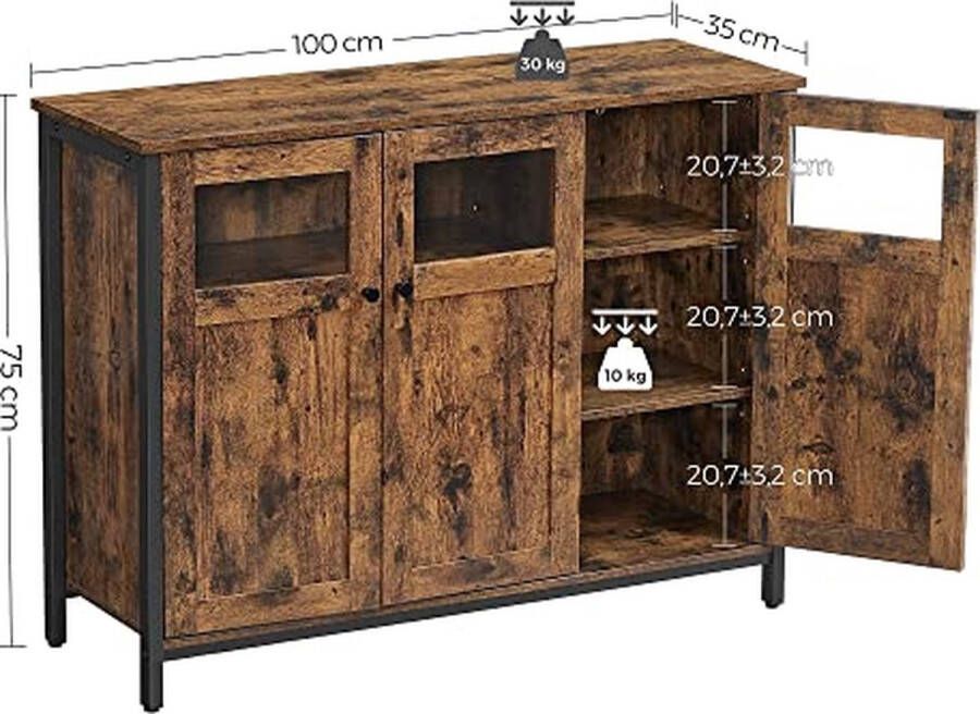 Vasagle Dressoir Bruin 100x35x75 cm - Foto 2