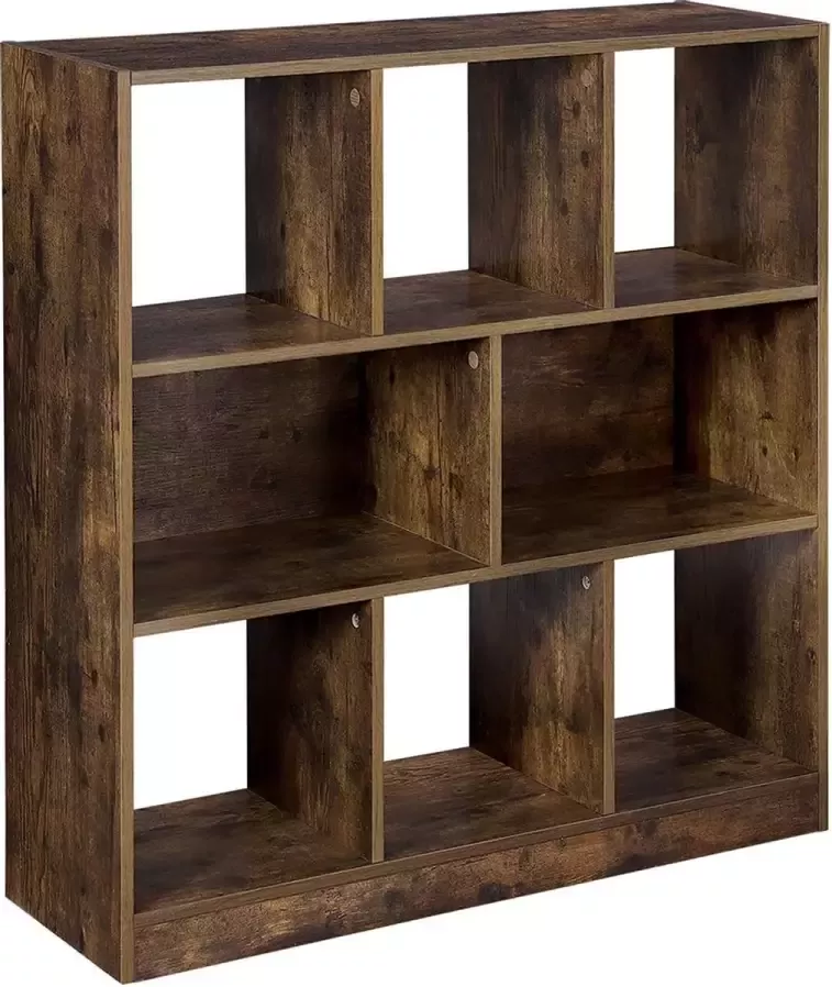 Vasagle Hoppa! boekenkast houten plank met open vakken vitrine voor woonkamer slaapkamer kinderkamer en kantoor 97 5 x 100 x 30 cm (L x B x H) vintage donkerbruine - Foto 2