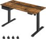 Vasagle In hoogte verstelbaar bureau elektrisch bureaublad 60 x 140 cm traploos verstelbaar memoryfunctie met 4 hoogtes industrieel bruin zwart Sta bureau - Thumbnail 2