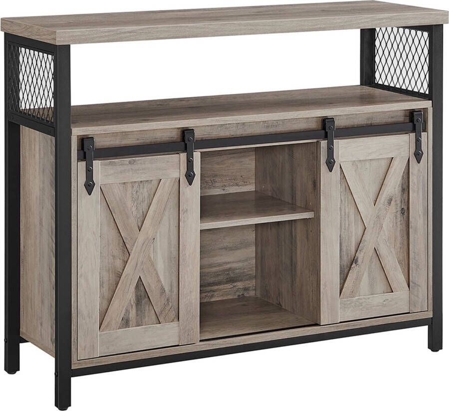 Vasagle Kast Dressoir met 2 schuifdeuren voor nette opslag Industrieel 80x100x33