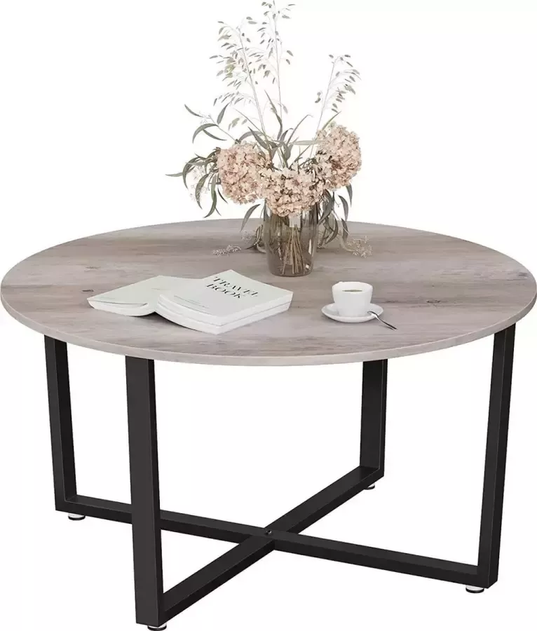 Vasagle Koffietafel rond salontafel stabiel stalen frame eenvoudige montage industrieel ontwerp groen-zwart LCT088B02