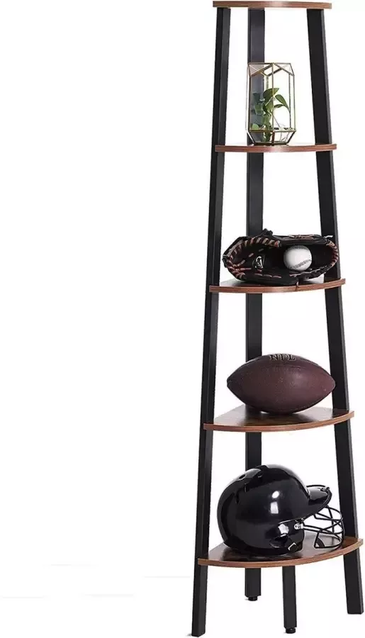 Vasagle Ladder 5-planken industriële ladder en boekenkast Opbergrek met metalen frame Geschikt voor o.a. de woonkamer en thuiskantoor Bruine Living Room Home Office Bruin