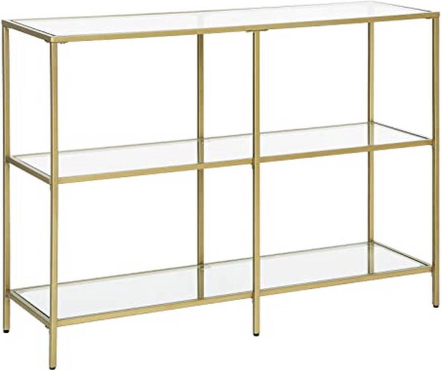 Vasagle EMOB Moderne Console Tafel 3-etage gehard glas Sofa Tafel met metalen frame voor hal woonkamer slaapkamer gouden kleur Haltafels Goud Metaal; Glas Haltafels Op voorraad - Foto 3