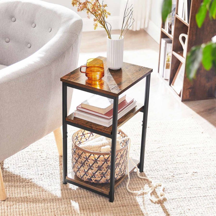 Vasagle Nachtkastje Bijzettafel industrieel Sidetable 34 x 30 x 58 cm Bruin Zwart