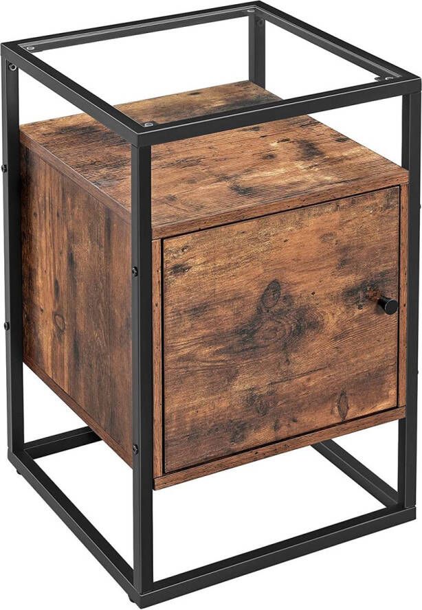 Vasagle Bijzettafeltje Nachtkastje Ayman 43x43 bruin zwart
