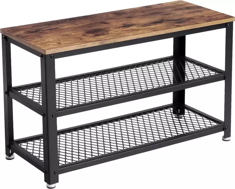 Vasagle Nancy's Schoenenrek Opbergrek 3 Laags Industrieel Rustiek Bruin 73 x 30 x 45 cm - Foto 2