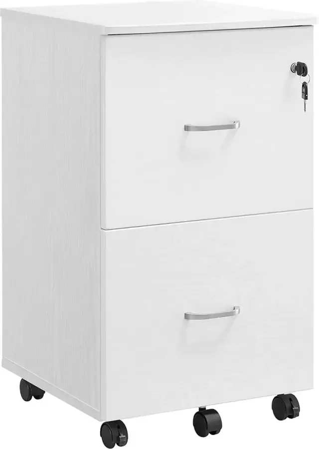 ZAZA Home Rolcontainer Met Slot En Laden Afsluitbare Archiefkast Met Verstelbare Hangmappen Wit