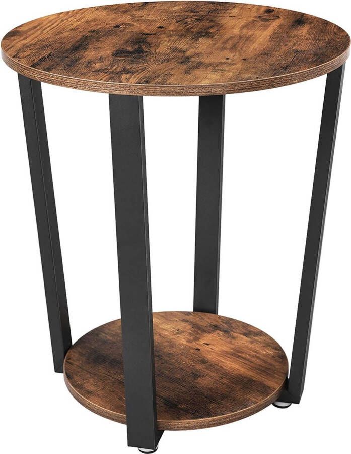 Vasagle ronde bijzettafel salontafel eenvoudig te monteren banktafel met stalen frame tafel voor woonkamer slaapkamer industrieel ontwerp vintage bruin-zwart let57x