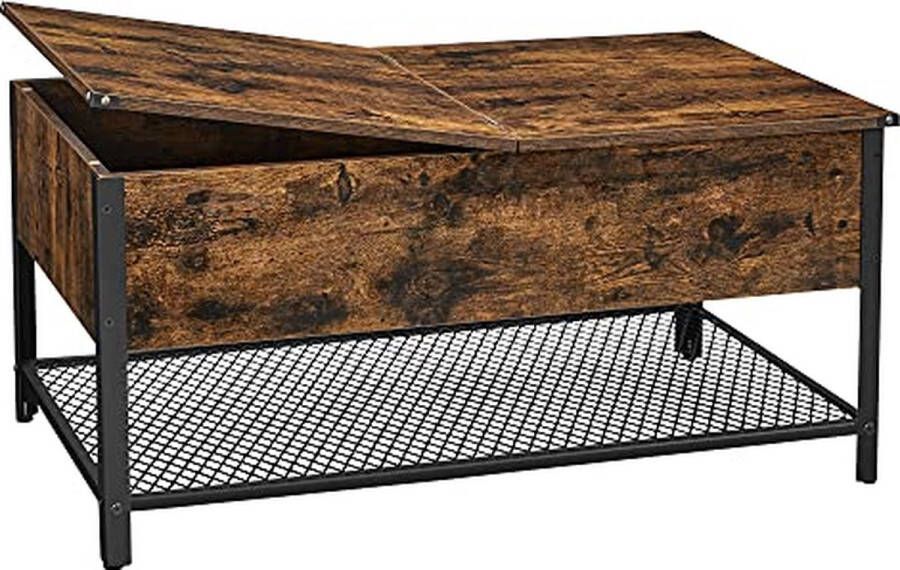Vasagle EMOB Industriële salontafel met klapdeksel opbergruimte en legplank Salontafels outlet Bruin Metaal; Spaanplaat Salontafels outlet Op voorraad - Foto 3