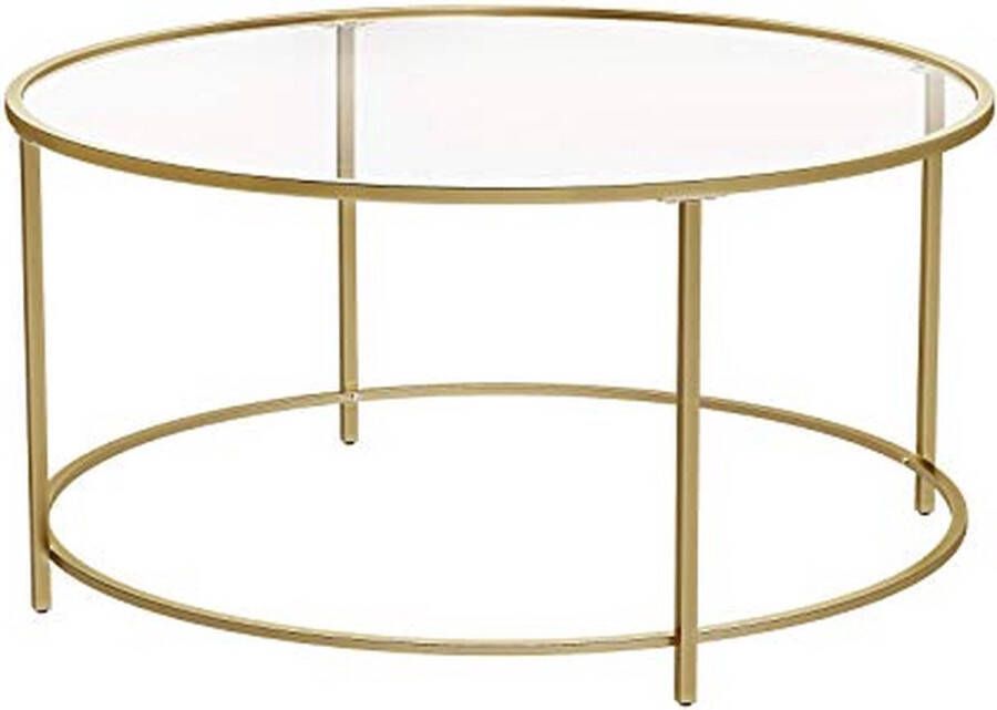 Vasagle EMOB Glazen salontafel met gouden stalen frame: Stijlvol en duurzaam Glazen salontafels Goud Metaal; Glas Glazen salontafels Op voorraad - Foto 3