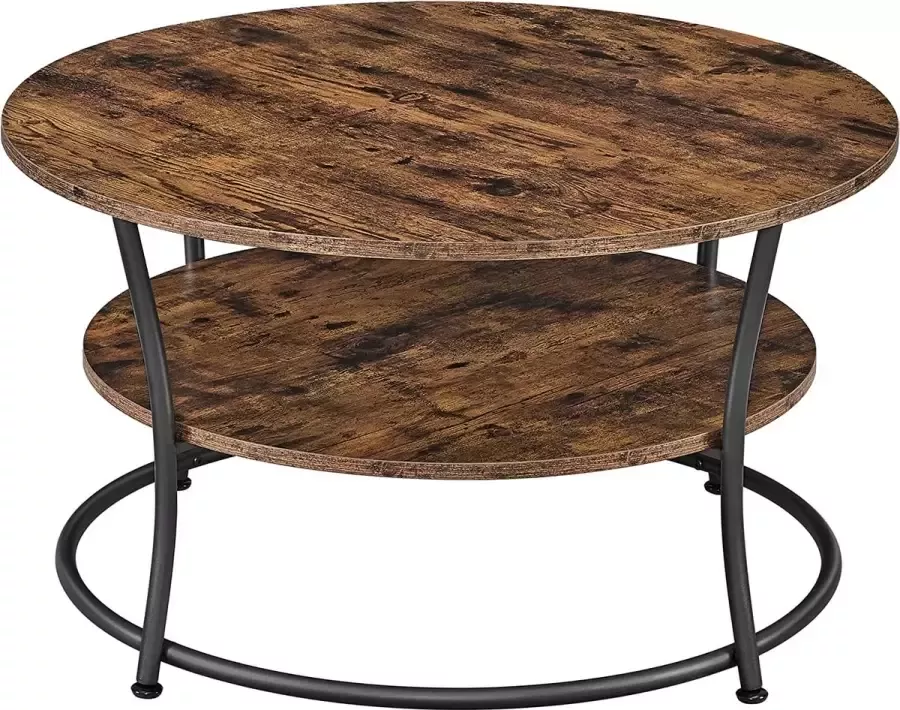 Vasagle salontafel rond woonkamertafel sofatafel met plank 80 x 45 cm gemakkelijke montage metaal industrieel ontwerp vintage bruin-zwart lct80bx