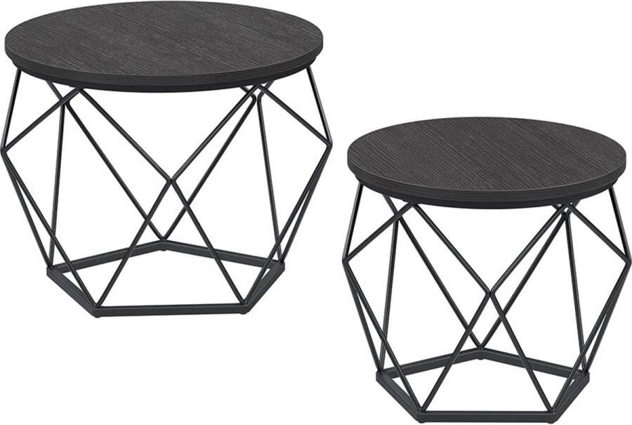 Vasagle Salontafel set zwart 2 stuks Salontafel set met modern zwart ontwerp 2 stuks