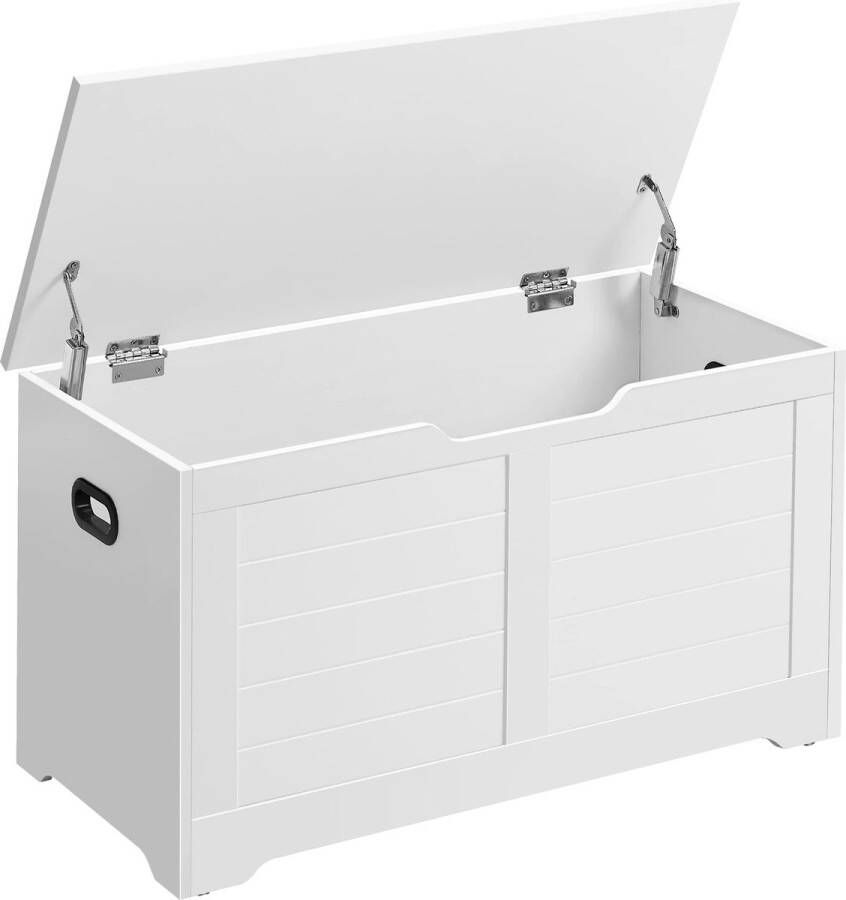 Vasagle Schoenbank zitbank met opbergruimte zitkist met 2 veiligheidsscharnieren opbergkast modern 40 x 80 x 46 cm voor hal slaapkamer woonkamer wit