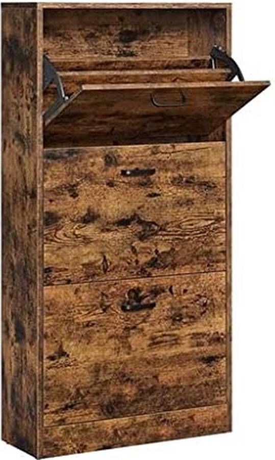 Vasagle EMOB Schoenenkast: Opbergkast van 3 niveaus 18 paar Halkasten Bruin Spaanplaat Halkasten Op voorraad