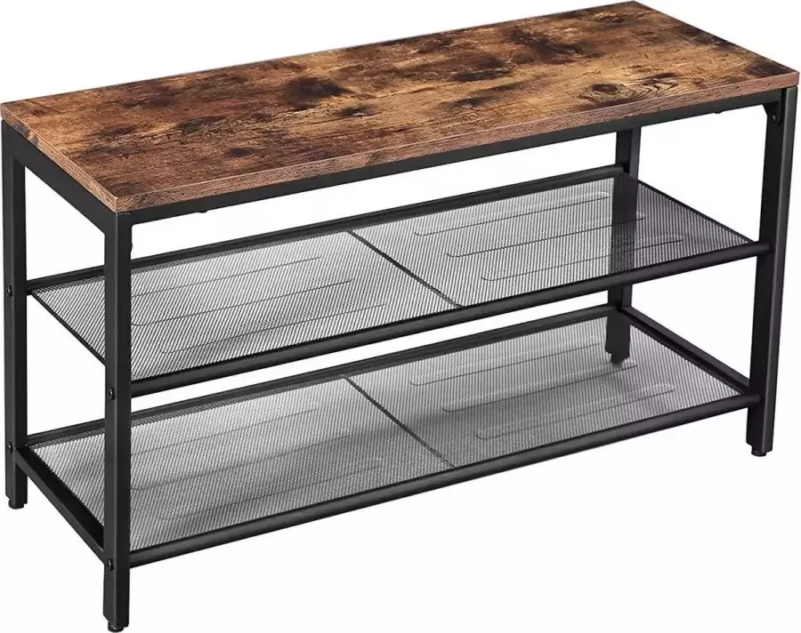 Vasagle Schoenenrek Opbergrek 3 Laags Industrieel Rustiek Bruin 80 x 30 x 44.5 cm - Foto 2
