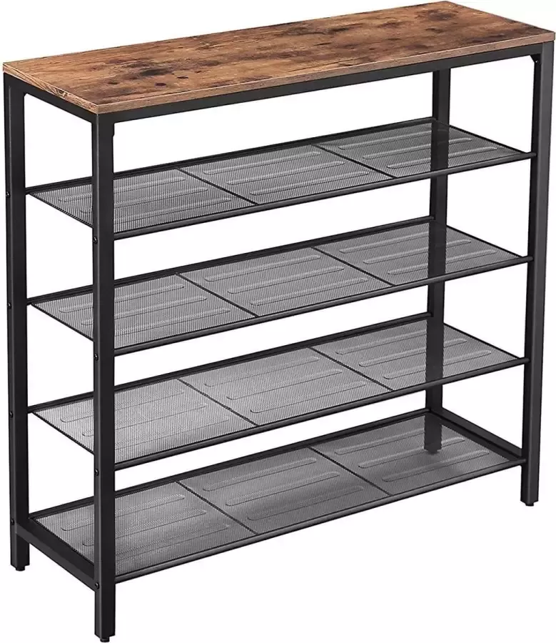 Vasagle Schoenenrek Opbergrek 5 Laags Industrieel Rustiek Bruin 100 x 30 x 92.5 cm - Foto 2