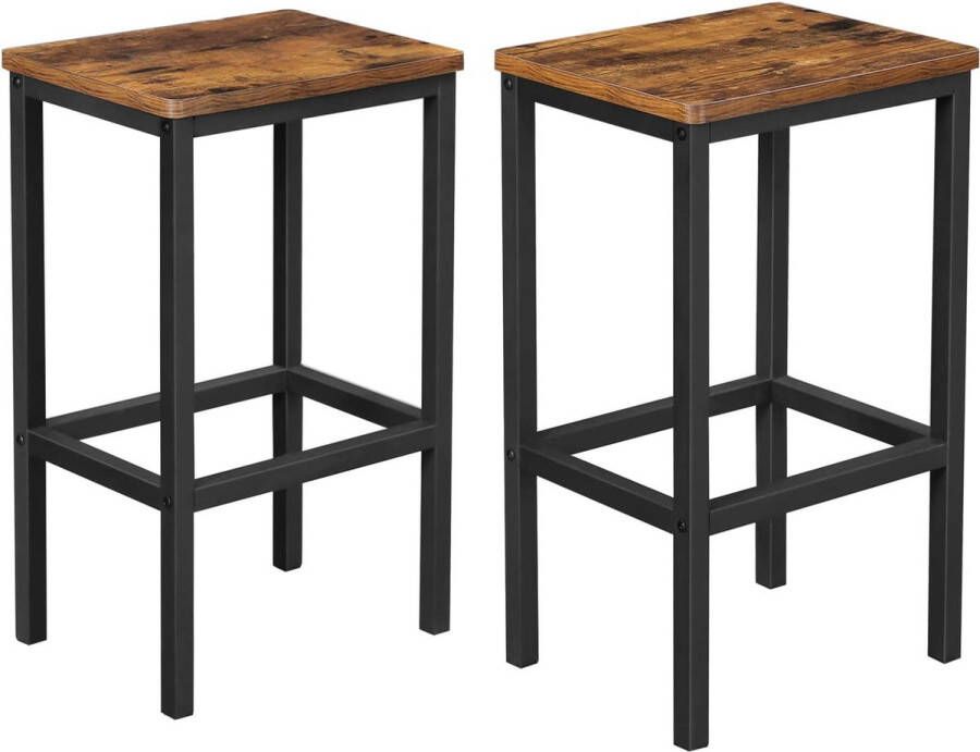 Vasagle Set van 2 barkrukken hoge eetkamerstoelen voor keuken eetkamer woonkamer industriële stijl vintage bruin en zwart