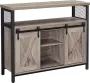 Vasagle Sideboard keukenkastje opbergkastje met 2 schuifdeuren verstelbare plank industrieel voor woonkamer vintage bruin-zwart LSC092B01 - Thumbnail 1