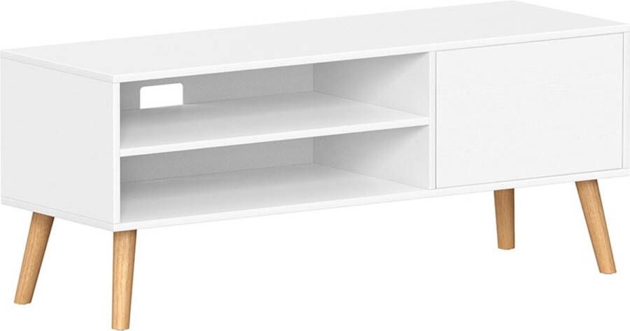 Vasagle TV-meubel met 1 deur 40 x 120 x 49 cm wit TV-meubel voor TV's tot 55 inch in wit industrieel design