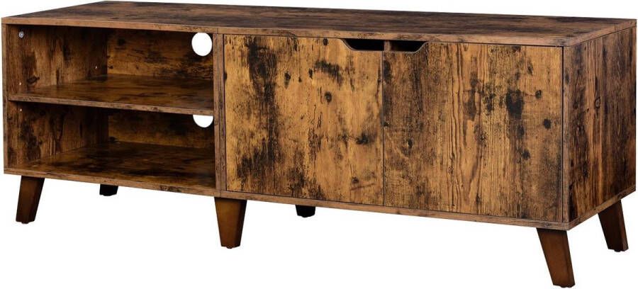 Vasagle tv-meubel tv-tafel met 2 deuren tv-plank voor tv's tot 60 inch tv-kast met verstelbare planken voor woonkamer eetkamer en slaapkamer vintage bruin ltv027x01