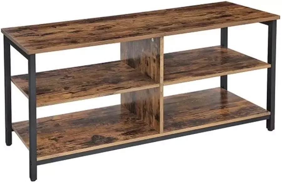 Vasagle TV-meubel TV-tafel TV-plank lowboard met 4 planken open vakken woonkamer 110 x 40 x 50 cm industrieel design vintage donkerbruin