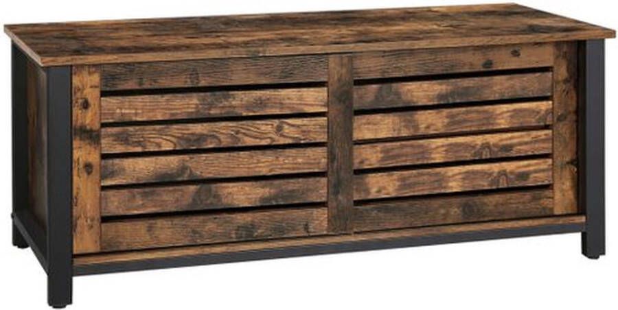 Vasagle TV-meubel voor TV's tot 48 inch TV-meubel lowboard met schuifdeuren en 2 planken woonkamer hal 110 x 40 x 45 cm industrieel design vintage bruin-zwart