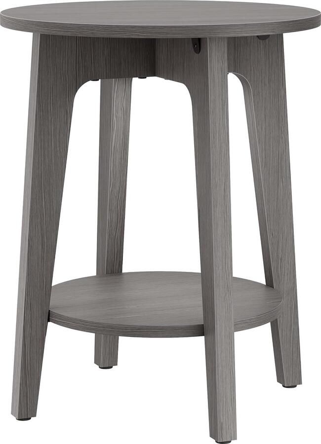 Vasagle Bijzettafel banktafel kleine ronde tafel voor woonkamer nachtkastje voor kleine ruimtes met onderste plank moderne stijl rookgrijs