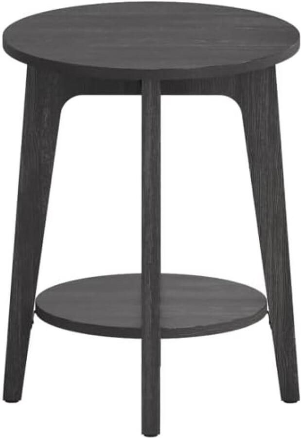Vasagle Bijzettafel kleine ronde tafel voor woonkamer nachtkastje voor kleine ruimtes met onderste plank moderne stijl zwart