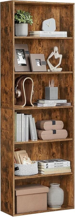 Vasagle boekenkast 6 planken hoogte 178.5 cm breedte 60 cm bruin houtlook afwerking