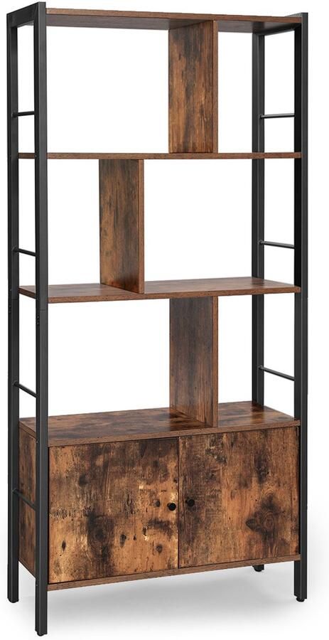 Vasagle Boekenkast met 4 Open Planken Vintage Bruin-Zwart LBC022B01 - Foto 3