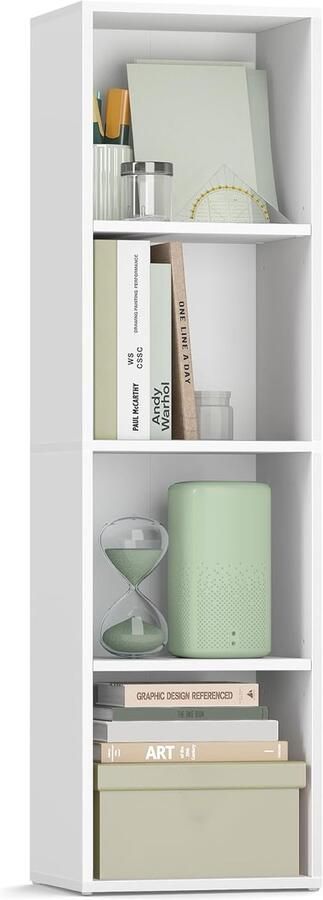 Vasagle Boekenkast openkast 4-laags opbergkast 106 cm hoog wit
