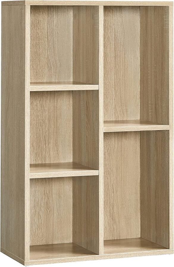 Vasagle Boekenkast rek staand rek met 5 vakken voor woonkamer werkkamer kinderkamer kantoor als ruimteverdeler 24 x 50 x 80 cm eiken