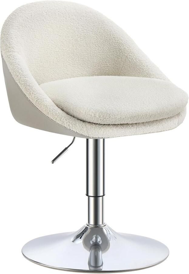 Vasagle bureaustoel make up stoel kaptafelkruk wit met zilverkleur draaibaar verstelbare zithoogte