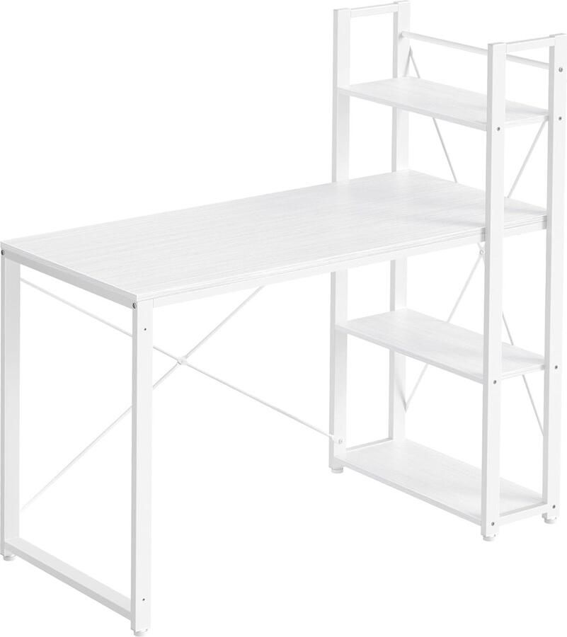 ‎VASAGLE Computerbureau schrijftafel met opbergplanken links of rechts 120 cm breed thuiskantoorbureau voor studie eenvoudige montage industriële stijl esdoornwit LWD048W44