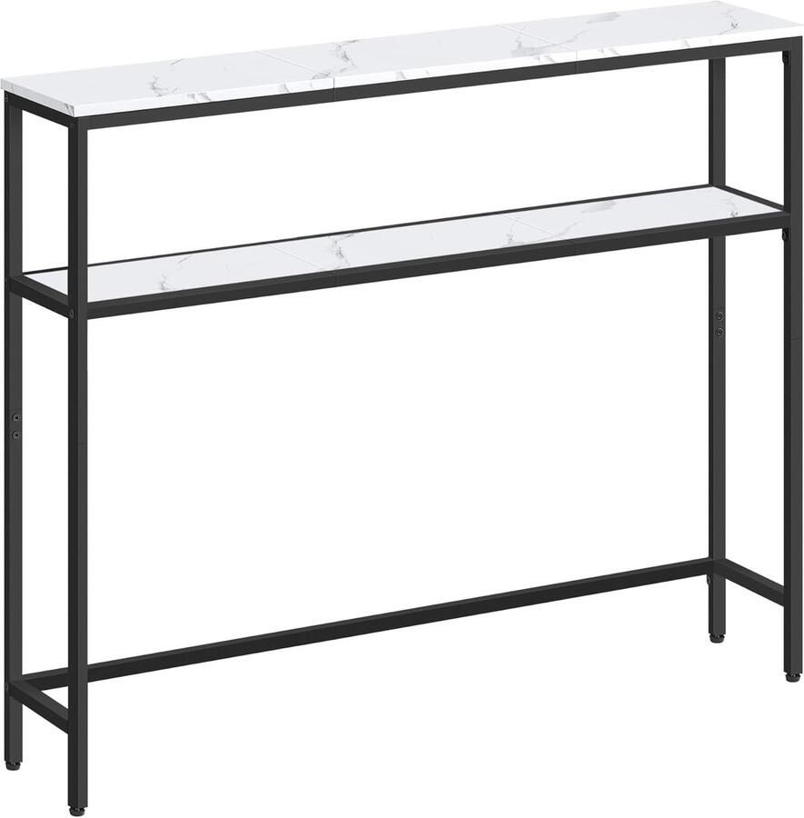 Vasagle Consoletafel slanke banktafel met 2 planken 20 x 100 x 80 cm gangtafel 2 niveaus voor hal woonkamer slaapkamer marmer wit-inktzwart