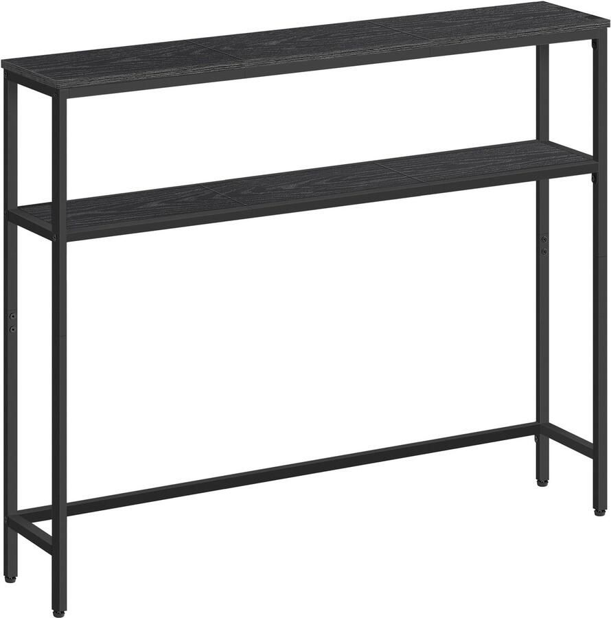 Vasagle consoletafel smalle salontafel met 2 planken 20 x 100 x 80 cm haltafel 2 niveaus voor hal woonkamer slaapkamer antracietgrijs-inktzwart