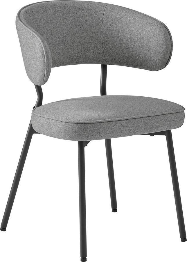 Vasagle Eetkamerstoelen set van 2 keukenstoelen gestoffeerde stoelen loungestoel metalen poten modern voor eetkamer keuken donkergrijs