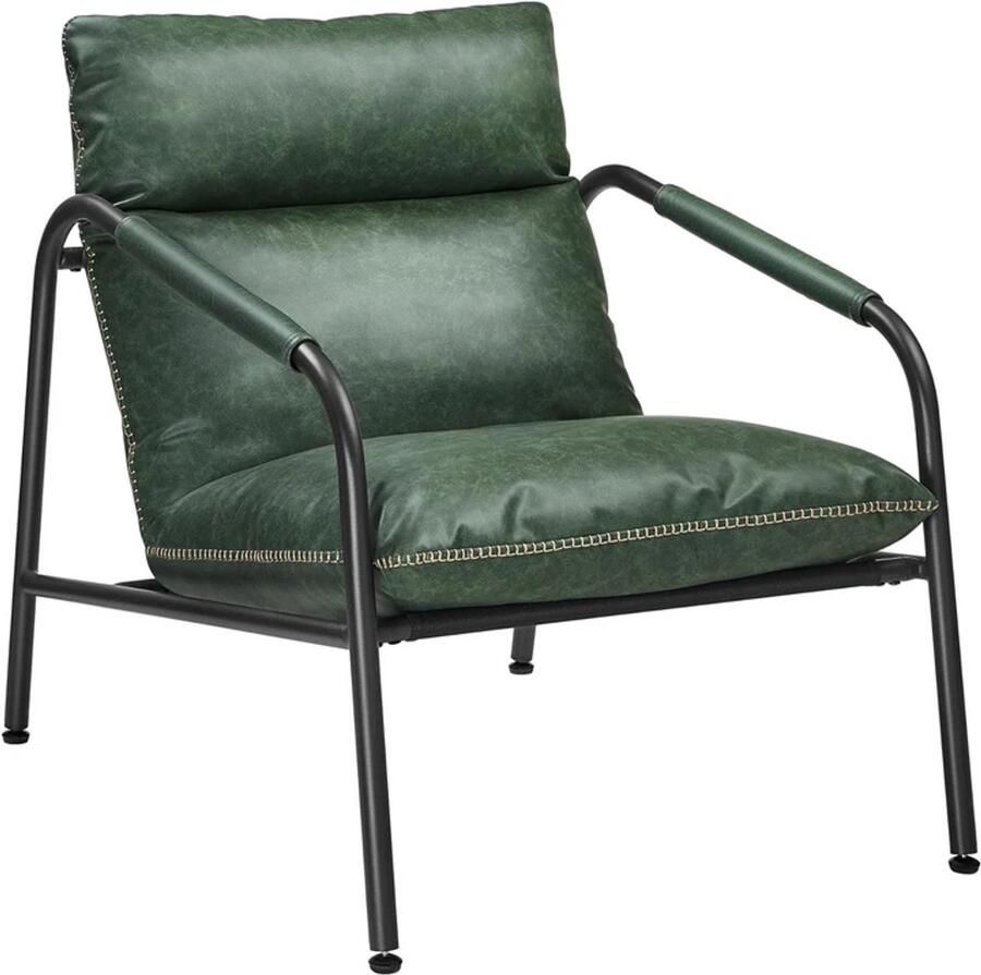 Vasagle EKHO Collectie Woonkamer Fauteuil met Armleuningen Metalen Frame PU met Stiksels Modern Mid-Century