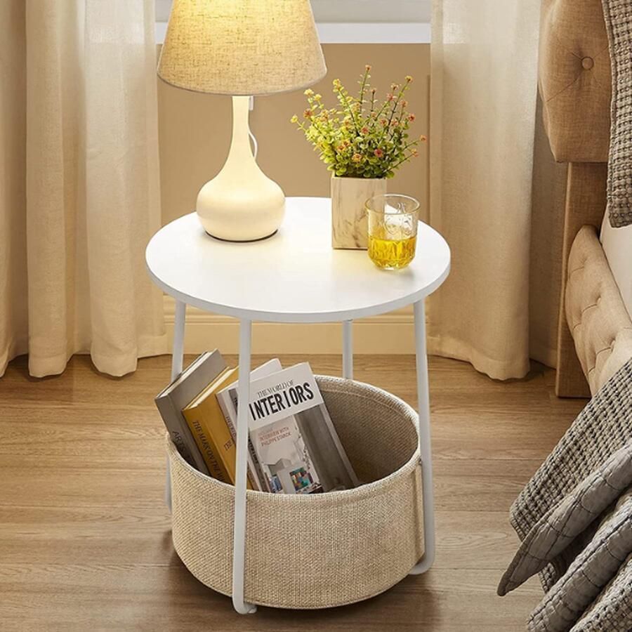 Vasagle EMOB Bijzettafeltje Samos 45 x 50 cm Wit Hoektafels Wit Spaanplaat Hoektafels Op voorraad