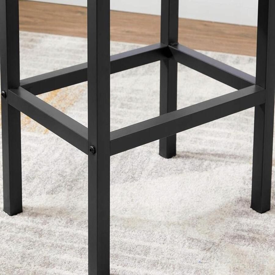 Vasagle Hocker barkruk set 2pc stoel loft stoel rustiek bruin-zwart