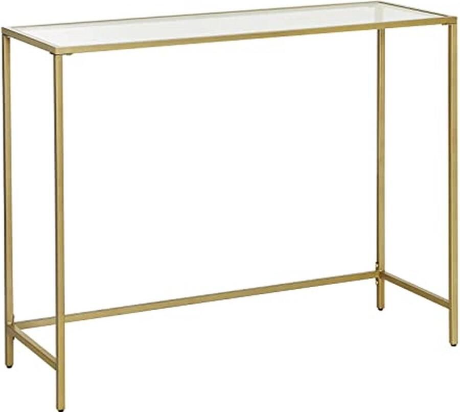 Vasagle EMOB Moderne Gouden Console Tafel met Gehard Glas Metalen Frame Stevig Verstelbare Voeten Haltafels Goud Metaal; Glas Haltafels Op voorraad - Foto 2