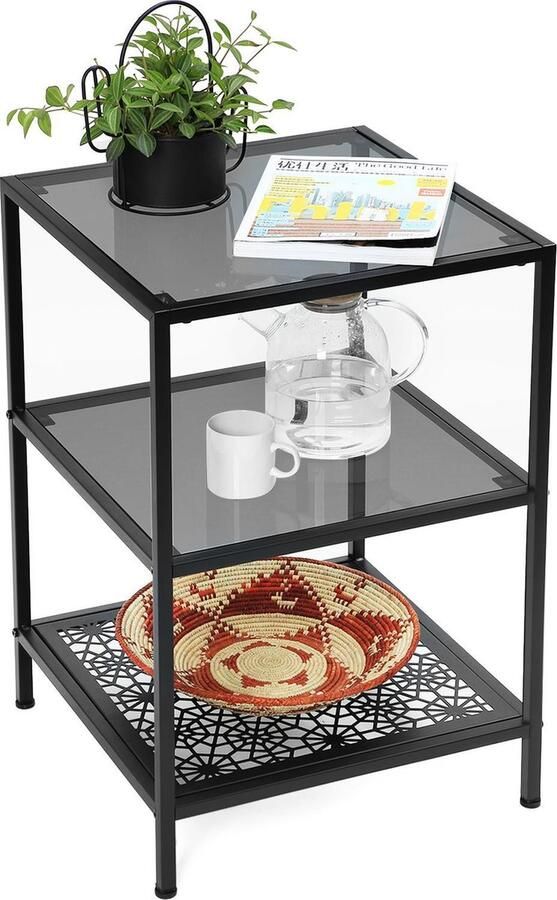 Vasagle Nancy's Bijzettafel Glazen Tafel Salontafel Bijzettafels