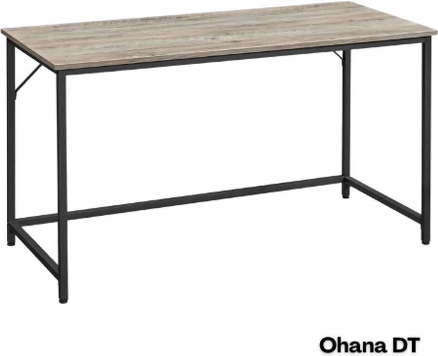 Vasagle Ohana DT Bureau Computertafel Computerbureau 140x60x76 CM Strak En Modern Design Eenvoudige Montage Grijs Houtlook
