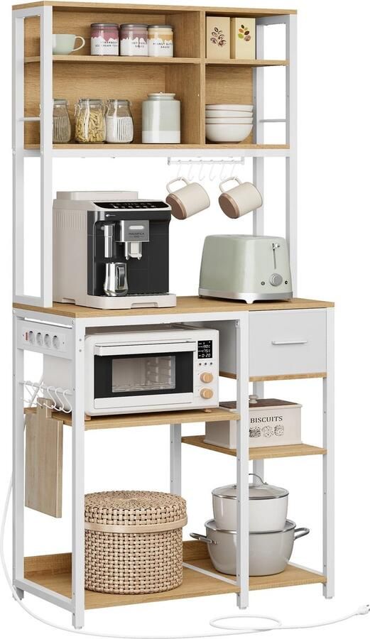 Vasagle Open Kast Boeken kast Open Keuken kast Woonkamer Bijkeuken Slaapkamer 5 lagen Wit en Zwart Hout