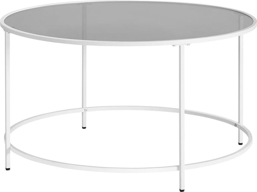 Vasagle Ronde salontafel woonkamertafel met stalen frame salontafel bijzettafel wit-licht grijs