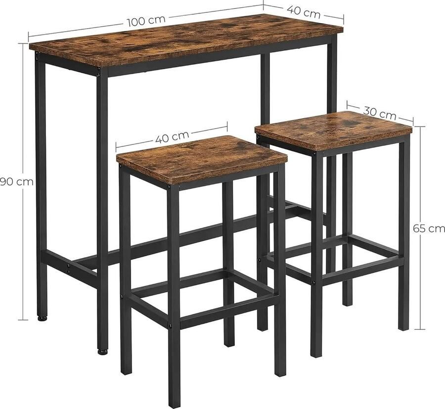 Vasagle RoyaLuxe Bartafel Met Barstoelen Bartafels Bar Tafel Bartafel Keuken Bartafel Met Barkrukken Tafel Eettafel Kruk