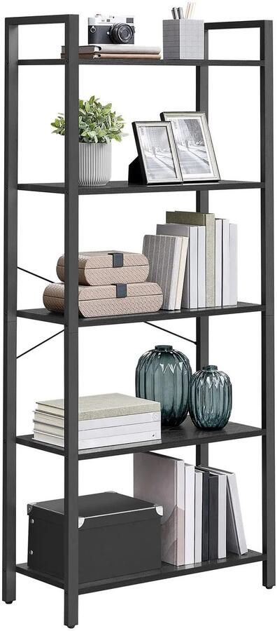 Vasagle RoyaLuxe Boekenrek Boekenplank Kastje Zwart Boekenkast Kast Dressoir Kast Woonkamer Garderobe Organizer Opbergkast Opbergkasten