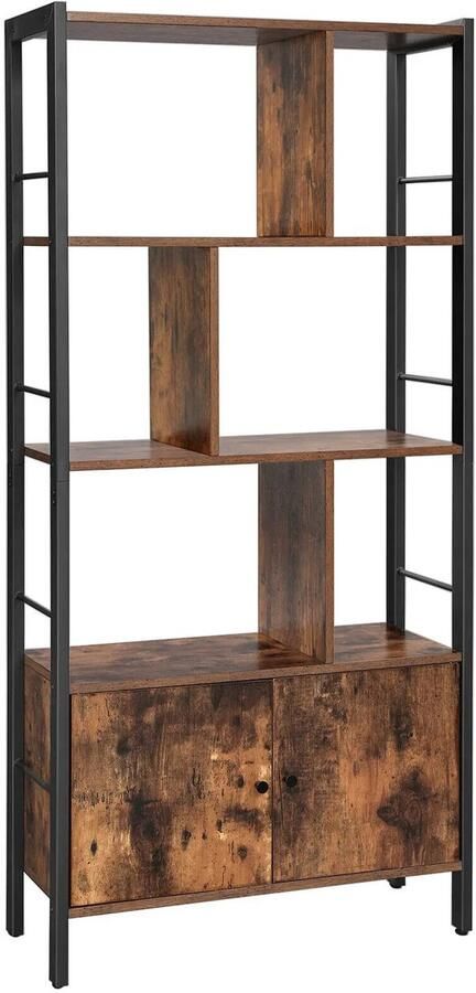 Vasagle RoyaLuxe Boekenrek Donker Kaki Boekenplank Kastje Kaki Boekenkast Kast Dressoir Kast Woonkamer Garderobe Organizer Opbergkast Opbergkasten