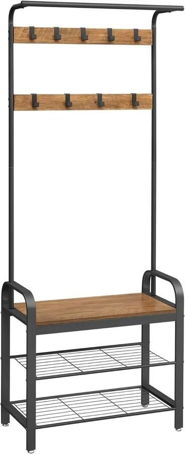 Vasagle RoyaLuxe Kapstok Staand Kapstokken Kapstok Haken Kledingrek Kledinghangers Bamboe Rek Kledingrek Wand Kleding Garderobekast Garderobe Kast Organizer Kleding Organizer Schoenen Bank Bankje Kast